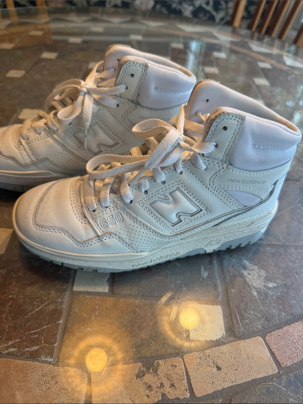 New Balance  White High-Top Sneakers 650
